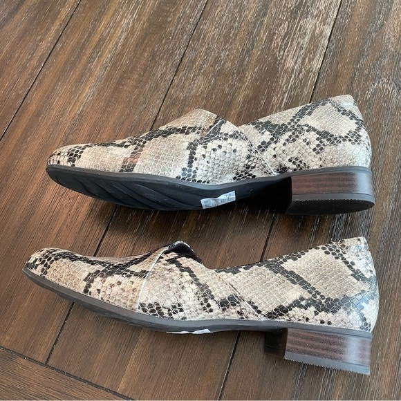 Clarks Collection Juliet Palm Heeled Loafers in Taupe Snake Faux Leather - Picture 5 of 8